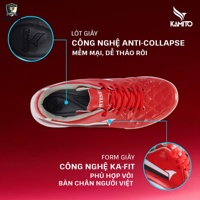 Top giày đá bóng sân cỏ nhân tạo dưới 500k - Ngon bổ rẻ cho sinh viên 5 Kamito với form KA-FIT chuyên dụng luôn nên được ưu tiên chọn