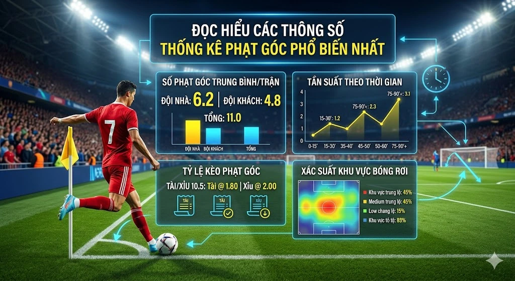 Đọc Hiểu Các Thông Số Thống Kê Phạt Góc Phổ Biến Nhất
